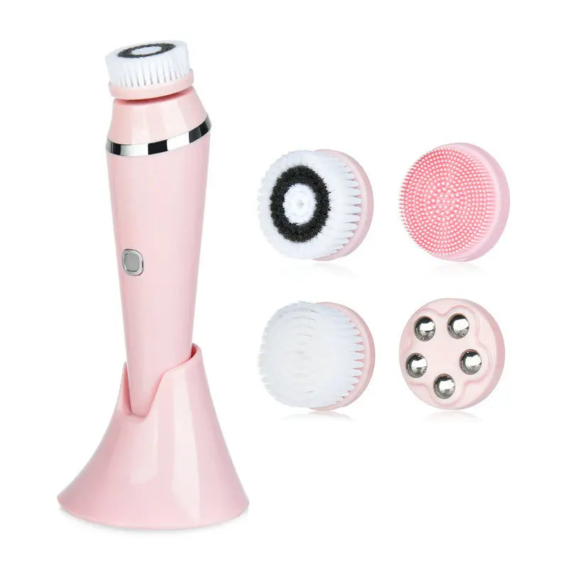 4 in 1 Electric Facial Cleansing Brush Rechargeable Waterproof Spin Sonic Exfoliator Face Scrubber Cleanser Skin Care Machine