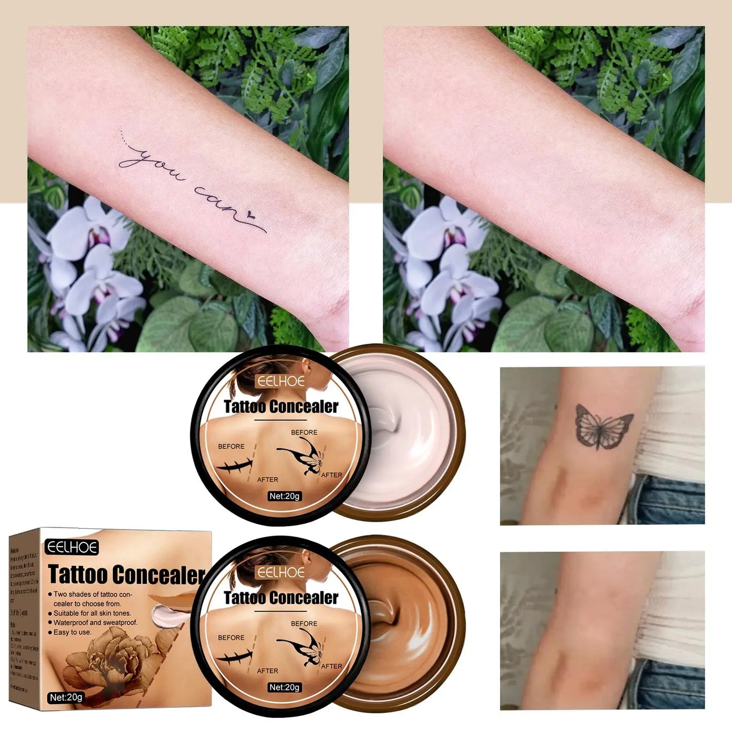 Waterproof Tattoo Concealer Cover Scar Makeup Brighten Foundation Cream Freckle Birthmarks Cover Concealer Body Coverage Cream