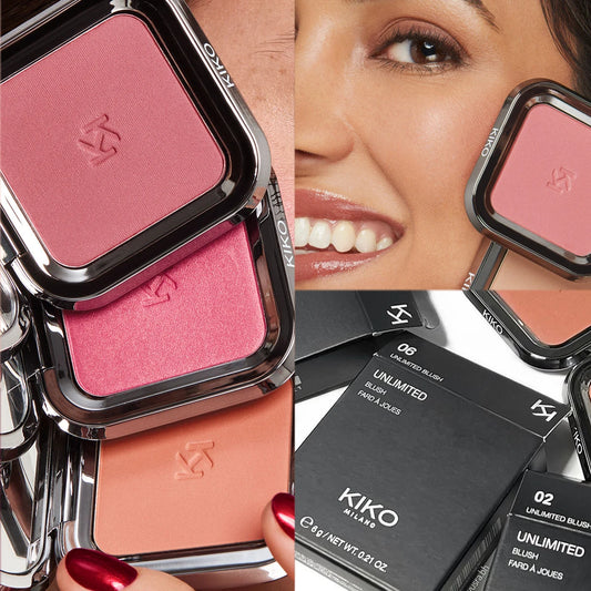 KIKO Unlimited Blush Long-lasting Rouge Powder Blusher With a Buildable Result Lipstick Cheek Pocket Blush Easy To Apply Color