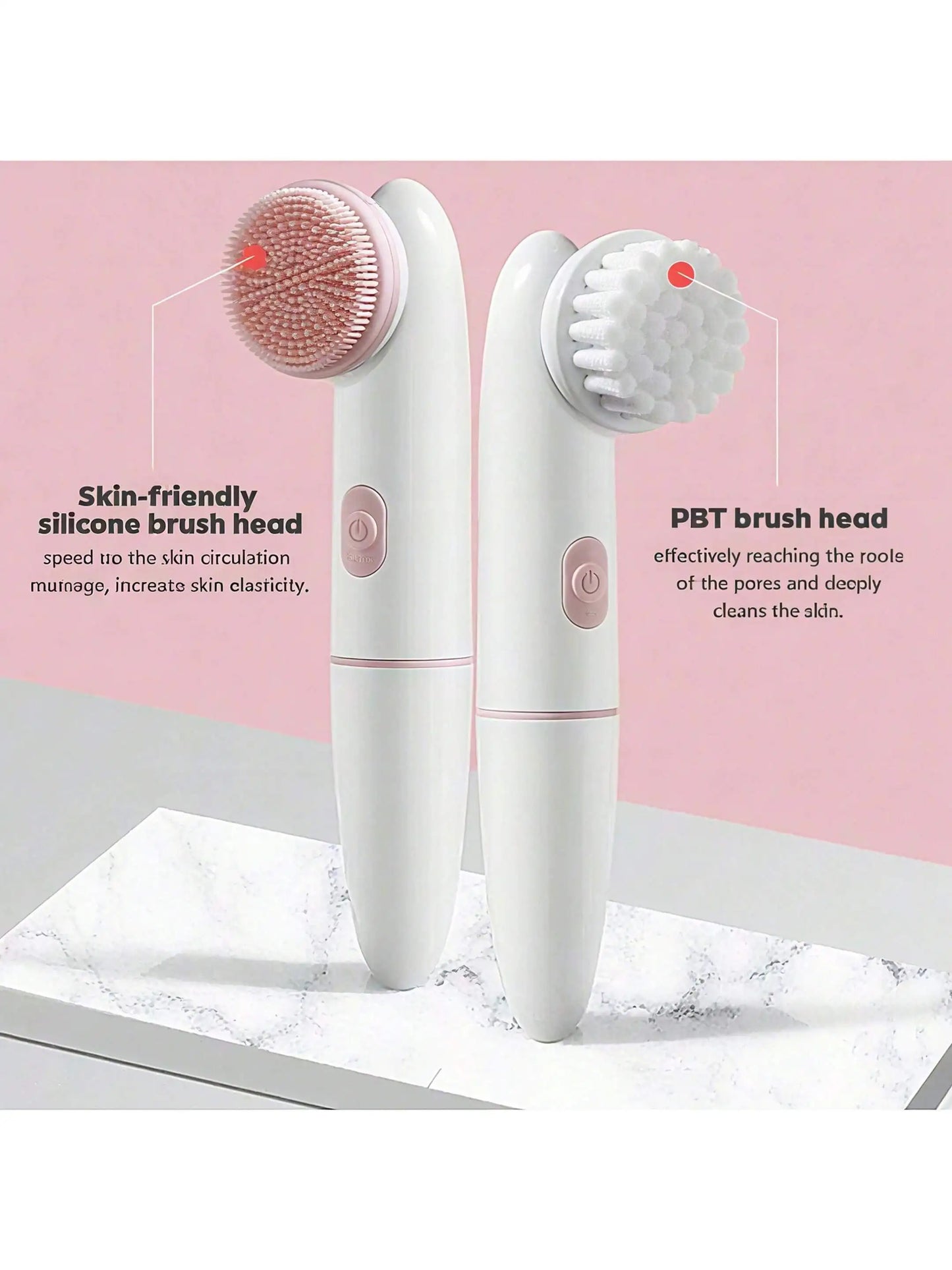 2026 Electric facial cleaning brush facial exfoliator, sonic vibration rotating facial cleanser Battery-powered（ Without batter）