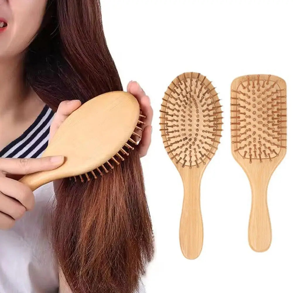 Bamboo Hair Brush,Natural Wooden Bamboo Comb Paddle Detangling Hair Brush Wide-tooth And Tail Comb For Thick/Thin/Curly/Dry Hair
