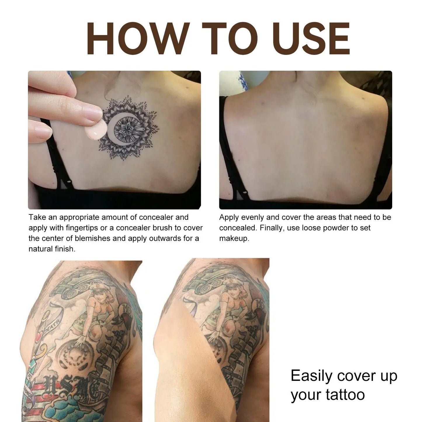 Waterproof Tattoo Concealer Cover Scar Makeup Brighten Foundation Cream Freckle Birthmarks Cover Concealer Body Coverage Cream