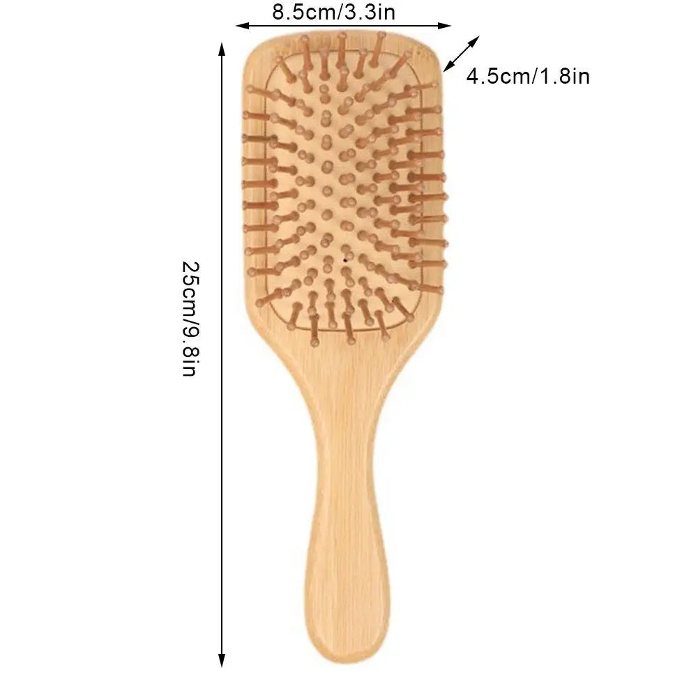 Bamboo Hair Brush,Natural Wooden Bamboo Comb Paddle Detangling Hair Brush Wide-tooth And Tail Comb For Thick/Thin/Curly/Dry Hair