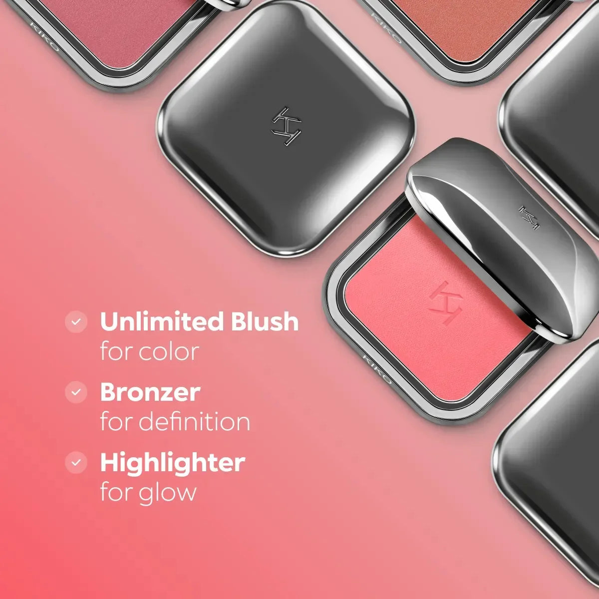 KIKO Unlimited Blush Long-lasting Rouge Powder Blusher With a Buildable Result Lipstick Cheek Pocket Blush Easy To Apply Color