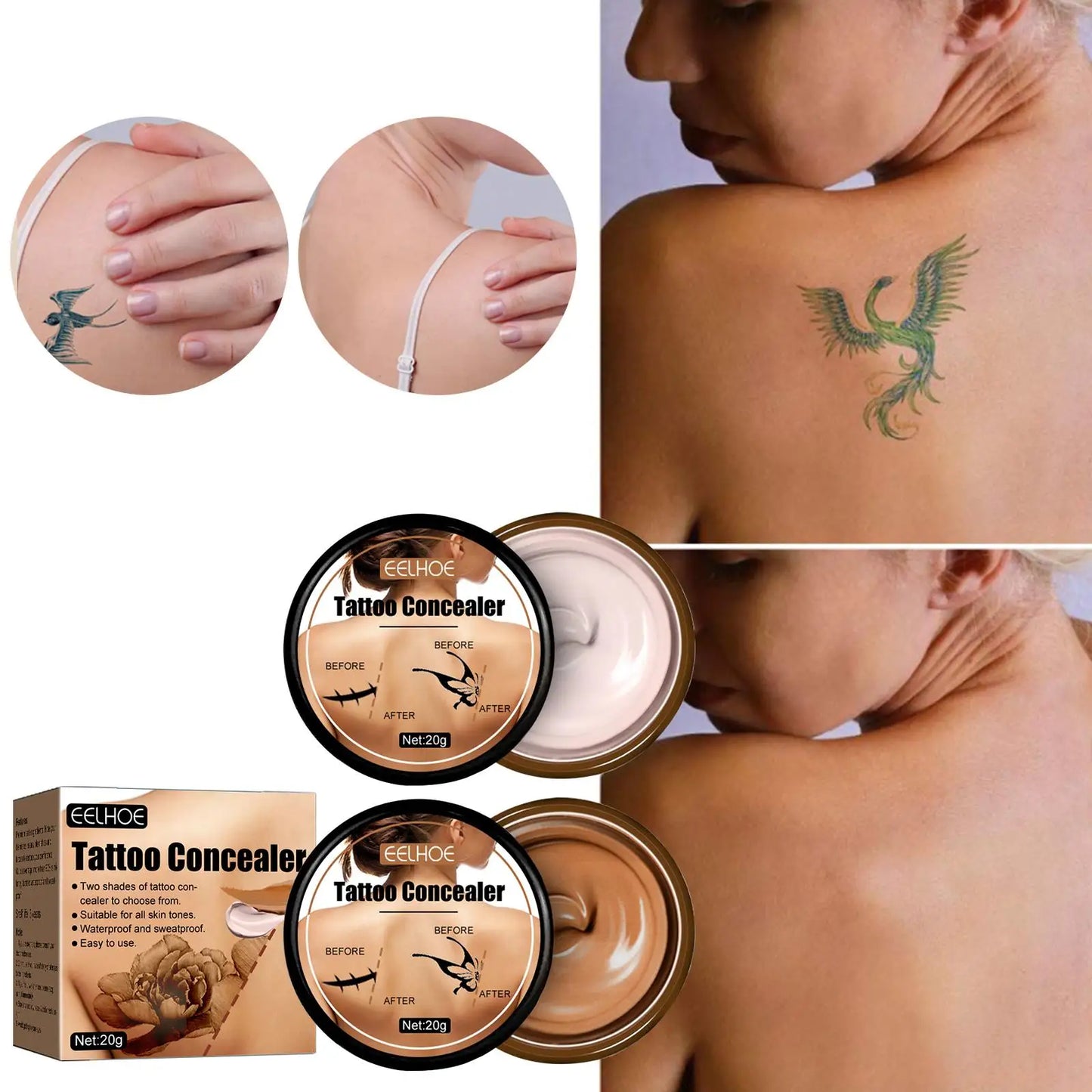 Waterproof Tattoo Concealer Cover Scar Makeup Brighten Foundation Cream Freckle Birthmarks Cover Concealer Body Coverage Cream